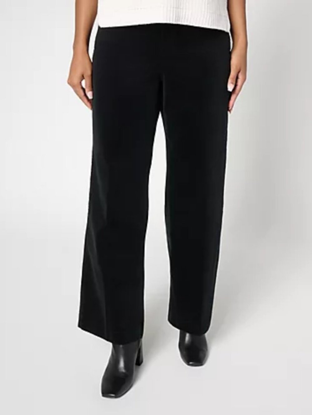 NYDJ Teresa Petite Wide-Leg Corduroy Pants, Black Sz 16W a705672